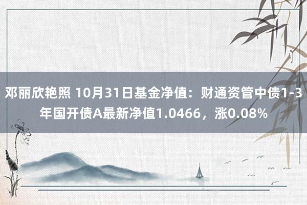 邓丽欣艳照 10月31日基金净值：财通资管中债1-3年国开债A最新净值1.0466，涨0.08%