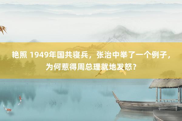 艳照 1949年国共寝兵，张治中举了一个例子，为何惹得周总理就地发怒？