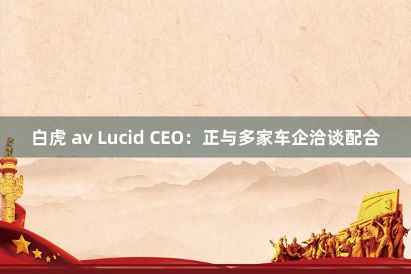 白虎 av Lucid CEO：正与多家车企洽谈配合
