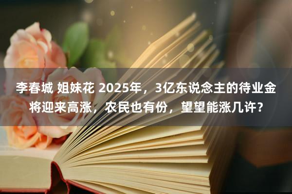 李春城 姐妹花 2025年，3亿东说念主的待业金将迎来高涨，农民也有份，望望能涨几许？