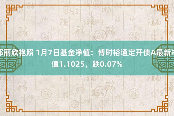 邓丽欣艳照 1月7日基金净值：博时裕通定开债A最新净值1.1025，跌0.07%