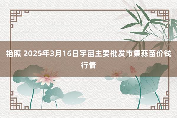 艳照 2025年3月16日宇宙主要批发市集蒜苗价钱行情