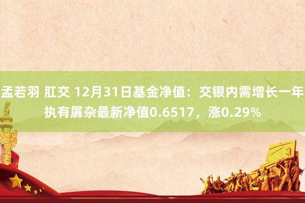 孟若羽 肛交 12月31日基金净值：交银内需增长一年执有羼杂最新净值0.6517，涨0.29%