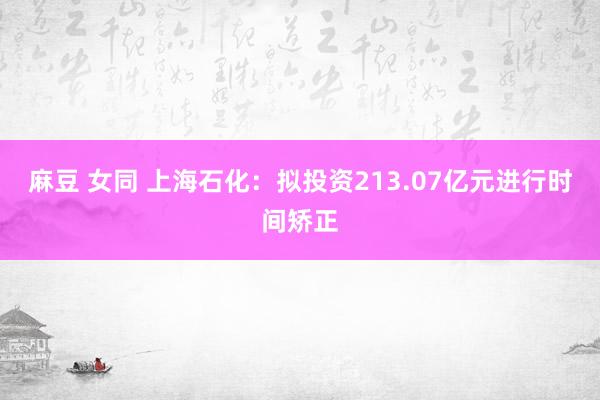 麻豆 女同 上海石化：拟投资213.07亿元进行时间矫正