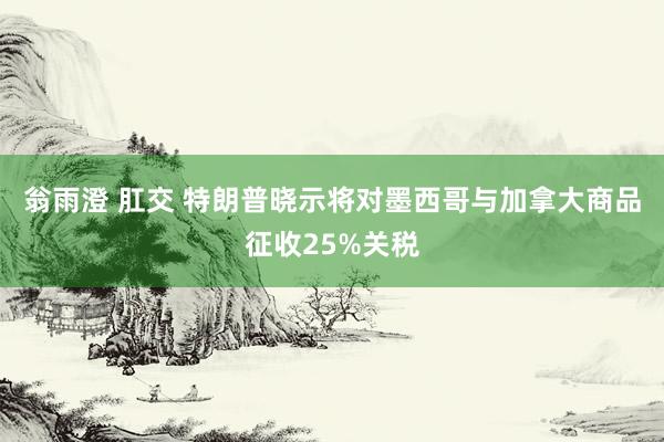翁雨澄 肛交 特朗普晓示将对墨西哥与加拿大商品征收25%关税