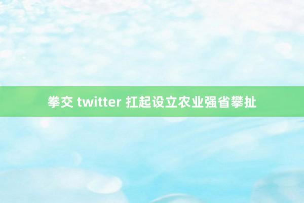 拳交 twitter 扛起设立农业强省攀扯