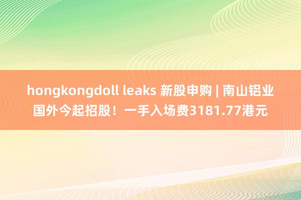 hongkongdoll leaks 新股申购 | 南山铝业国外今起招股！一手入场费3181.77港元