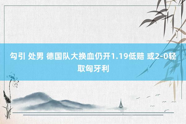 勾引 处男 德国队大换血仍开1.19低赔 或2-0轻取匈牙利