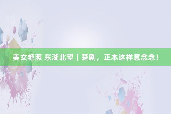 美女艳照 东湖北望｜楚剧，正本这样意念念！