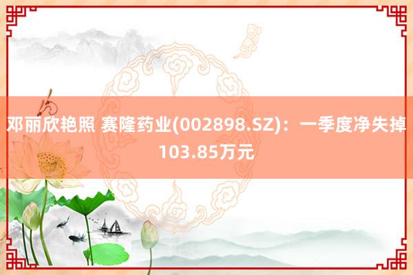 邓丽欣艳照 赛隆药业(002898.SZ)：一季度净失掉103.85万元